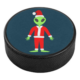 UFO Ho Ho Father Christmas alien Hockey Puck