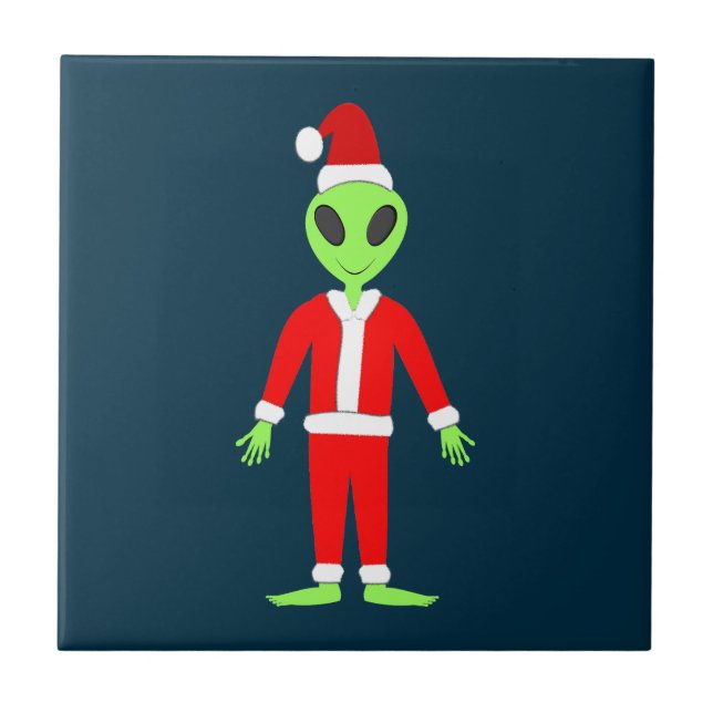 UFO Ho Ho Father Christmas alien Tile (Front)