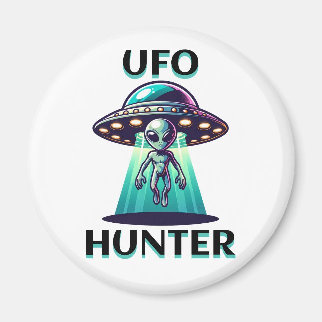 UFO Hunter | Ai Art with UFO and Alien Magnet (Front)