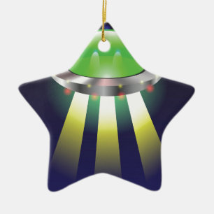UFO Icon Ceramic Tree Decoration