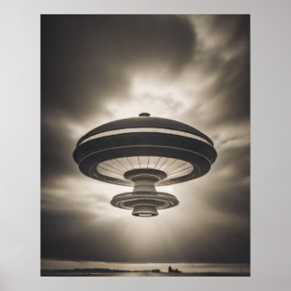 UFO in black and white Poster