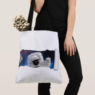 UFO in Space - Astronaut Alien Encounter - Rip Tote Bag