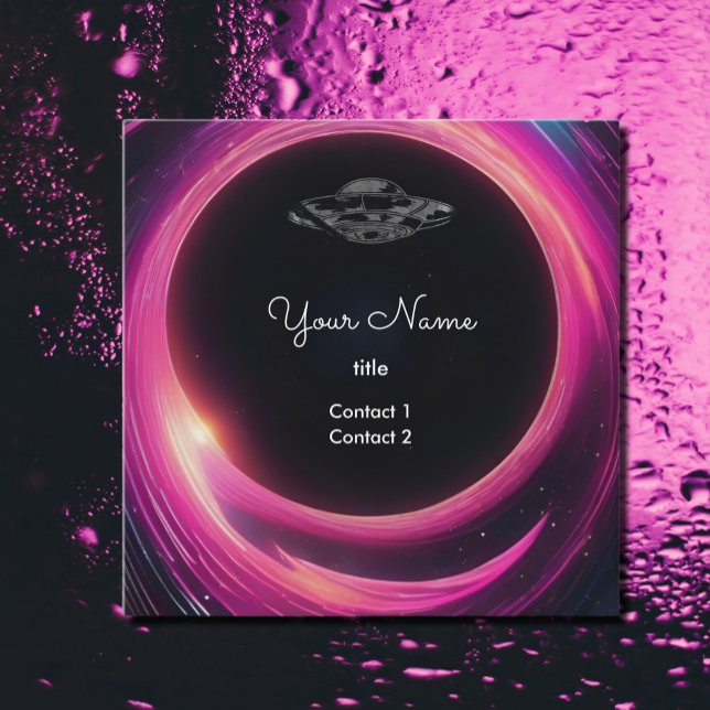 UFO  in the black hole  Square Business Card (Creator Uploaded)
