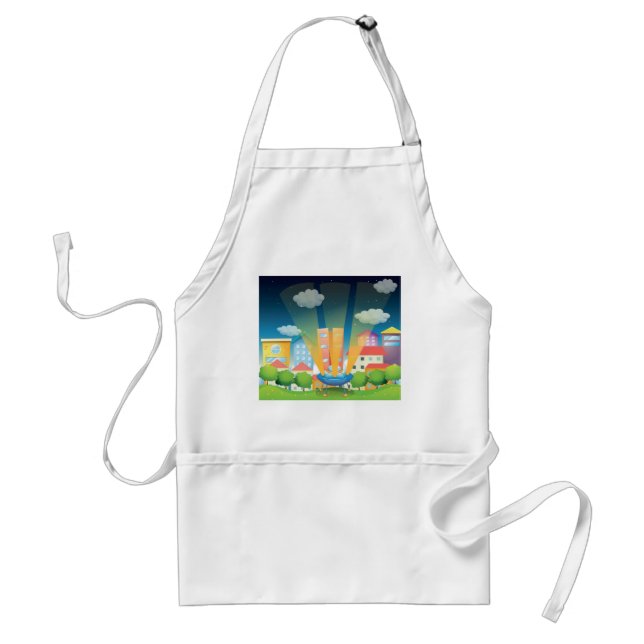 UFO Landing in a Bright City Night Scene Standard Apron (Front)