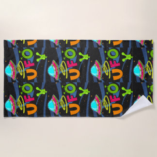 ufo on space say hello  beach towel