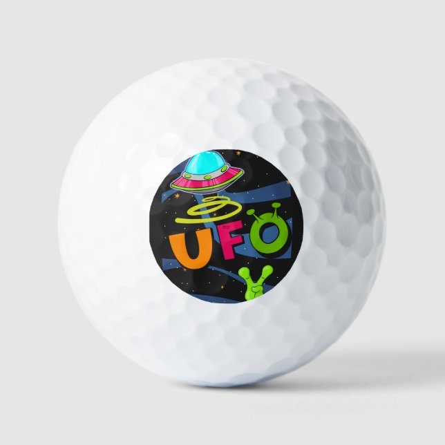 ufo on space say hello  golf balls (Front)