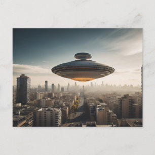 UFO Over City Postcard