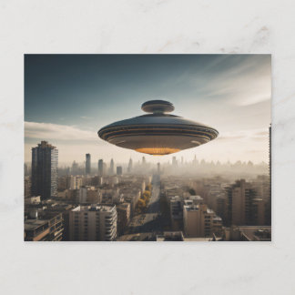 UFO Over City Postcard