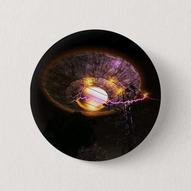 UFO Over Powerlines Button (Front)