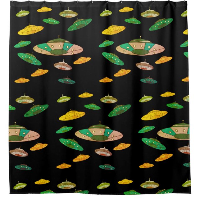 UFO pattern Shower Curtain (Front)