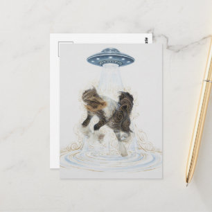 UFO picking up a Gorgeous Horse Postcard