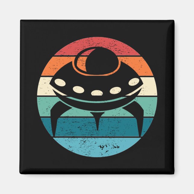 UFO Retro Sunset Magnet (Front)