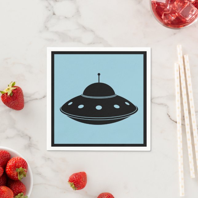 UFO Sci Fi Flying Saucer Cocktail  Napkin (Insitu)