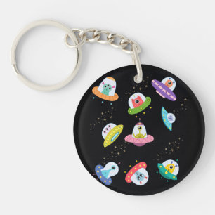 UFO SHIPS PATTERN KEY RING