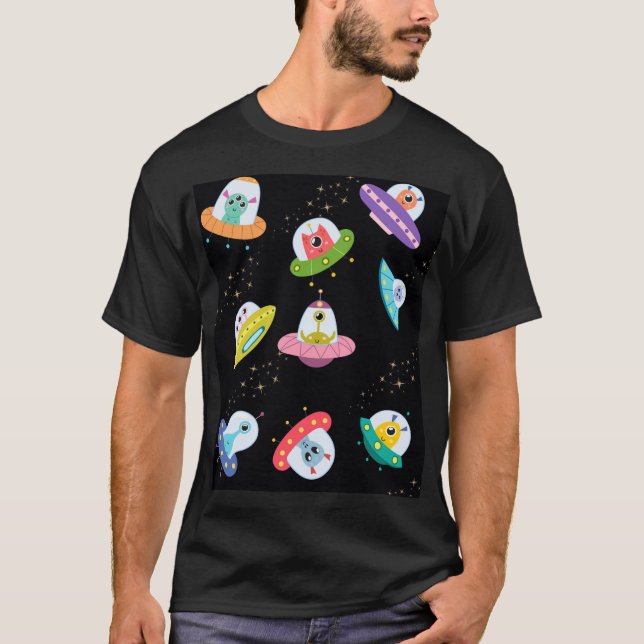 UFO SHIPS PATTERN T-Shirt (Front)