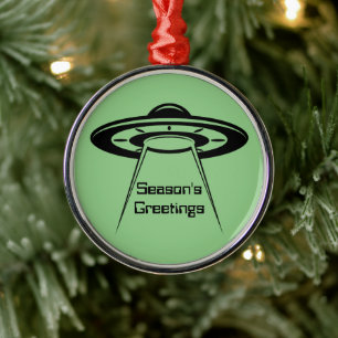 UFO Space Alien Sci Fi Flying Saucer Metal Tree Decoration