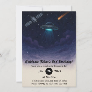 UFO Space Birthday  Invitation