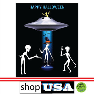 UFO Strange Alien Spacecraft Halloween Spooky Tapestry