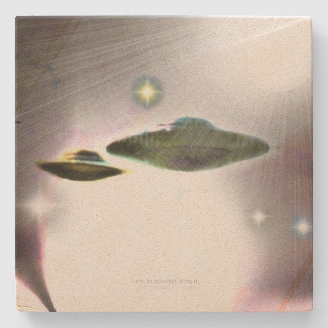 UFO Streaks of Light Stone Coaster (Front)