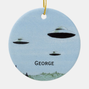UFO Trio Ceramic Tree Decoration
