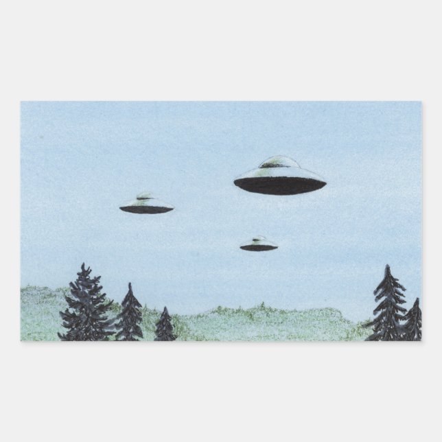 UFO Trio Rectangular Sticker (Front)