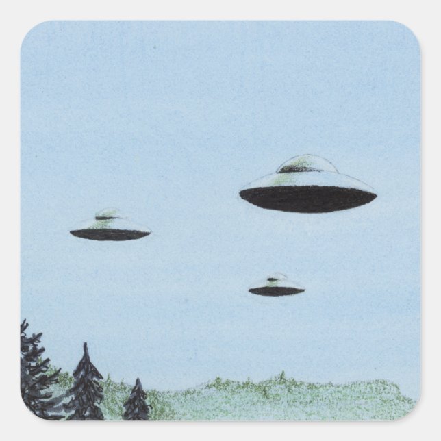 UFO Trio Square Sticker (Front)