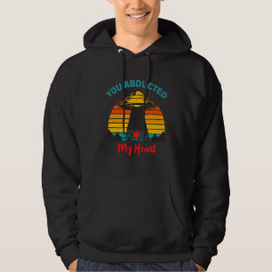 UFO Valentine You Abducted My Heart Alien Pun Retr Hoodie