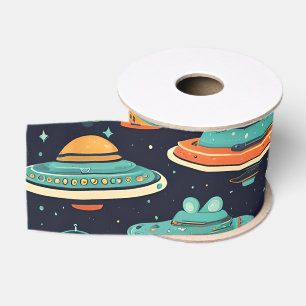 UFO vintage art Grosgrain Ribbon
