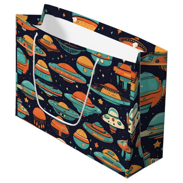 UFO vintage art Large Gift Bag (Front Angled)