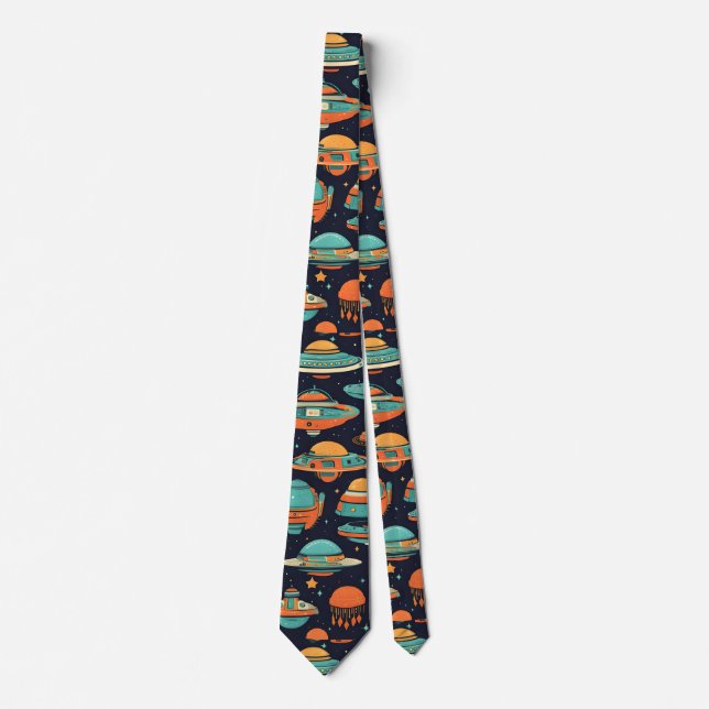 UFO vintage art Tie (Front)