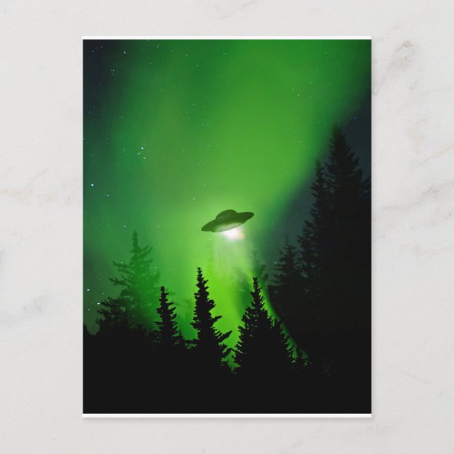 UFO with Northern Lights Postcard (Front)