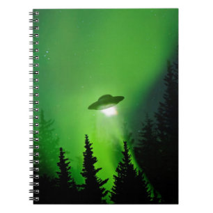 UFO with Northern Lights Spiral Notebook
