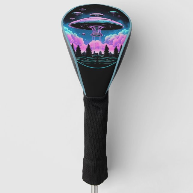 UFOs Alien Invasion Aesthetic  Golf Head Cover (Front)