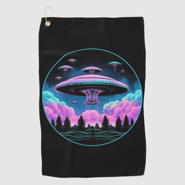 UFOs Alien Invasion Aesthetic  Golf Towel (Front)