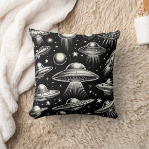 UFOs and Flying Saucers Sci Fi  Throw Pillow