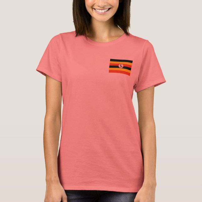 Uganda Flag and Map dk T-Shirt (Front)