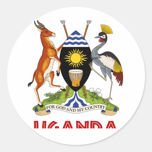 UGANDA -  flag/emblem/coat of arms/symbol Classic Round Sticker (Front)