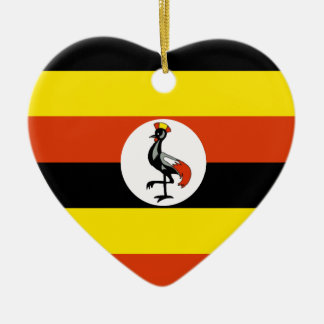 Uganda Flag Heart Ceramic Tree Decoration