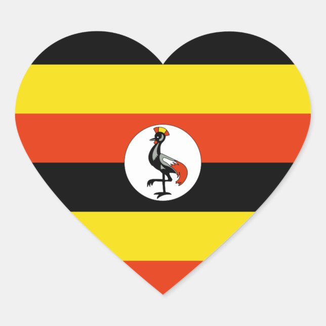 Uganda Flag Heart Sticker (Front)