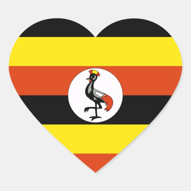 uganda flag heart sticker (Front)