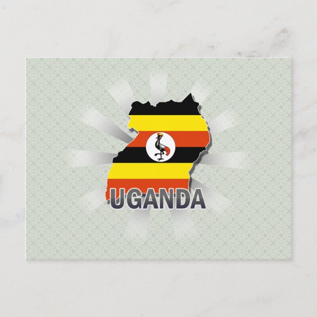 Uganda Flag Map 2.0 Postcard (Front)