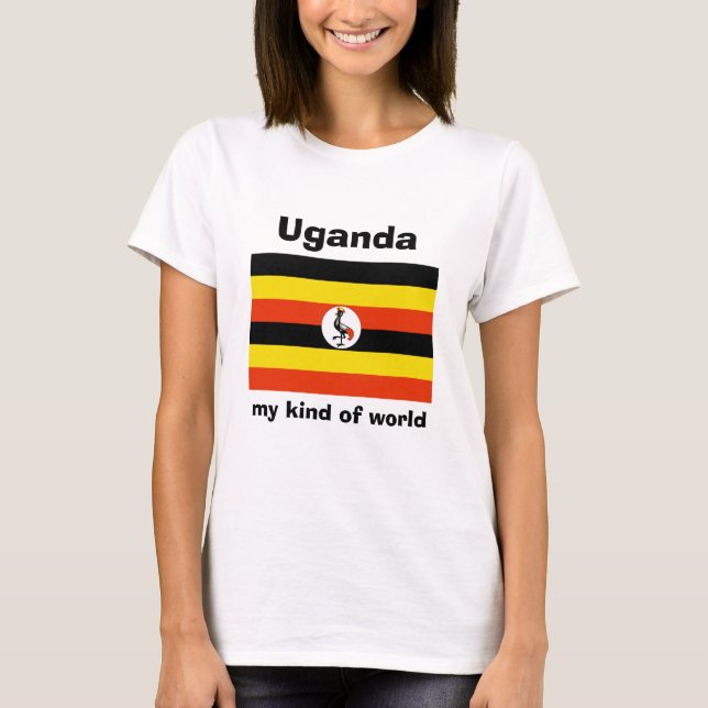 Uganda Flag + Map + Text T-Shirt (Front)