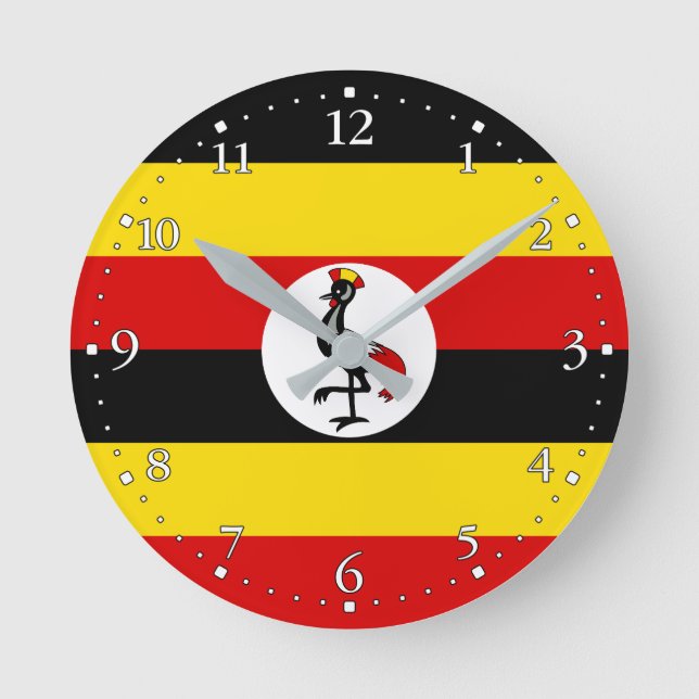 Uganda Flag Round Clock (Front)