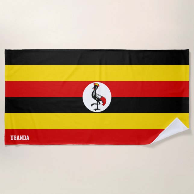 Uganda Flag Splendid Patriotic Beach Towel (Front)