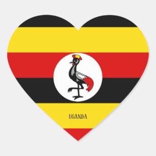 Uganda Flag Splendid Patriotic Heart Sticker