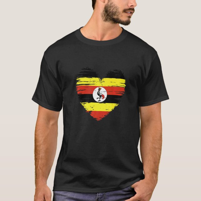 Uganda Heart Ugandan Flag Ugandan Pride T-Shirt (Front)