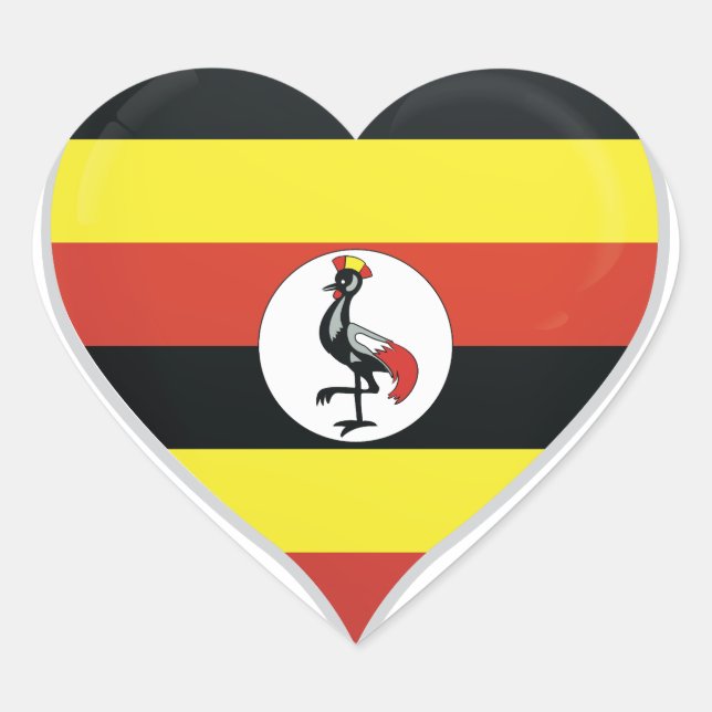 Uganda love flag pride heart sticker (Front)