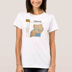 Uganda Map + Flag + Title T-Shirt