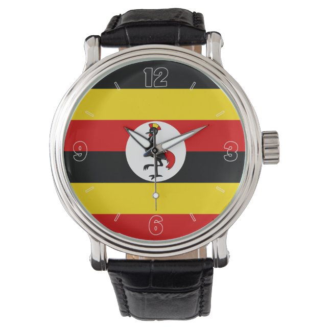 Uganda National Flag Elegant Patriotic Watch (Front)