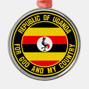 Uganda Round Emblem Metal Tree Decoration
